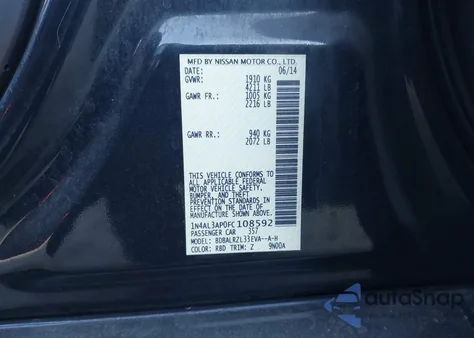 2015 Nissan Altima 2.5 Sl from USA, damaged, VIN 1N4AL3AP0FC108592